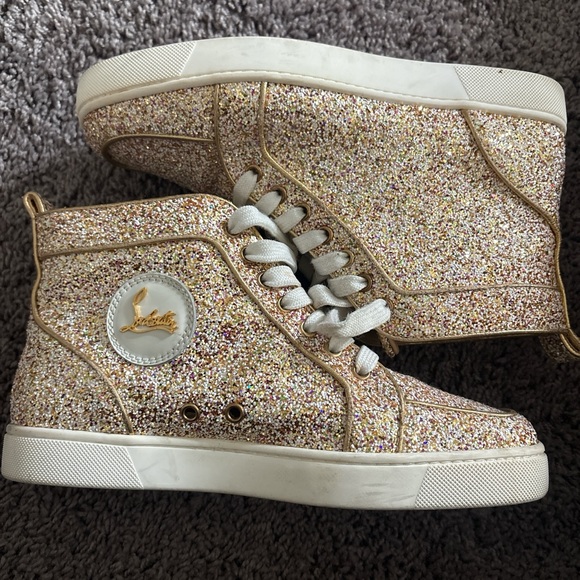 Christian Louboutin Louis Flat glitter high-top sneakers - Picture 2 of 4
